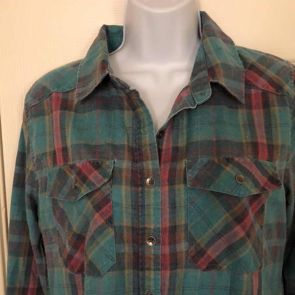 Blue Plaid Button Down Flannel Shirt - Picture 2 of 16